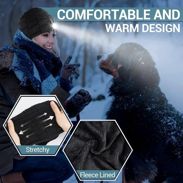 Alt view image 5 of 7 - Beanie Hat with Light Stocking Stuffers for Men Christmas Birthday Gifts for Men Women LED Headlamp Hats Black