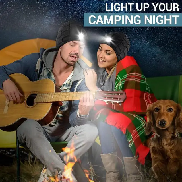 Alt view image 4 of 7 - Beanie Hat with Light Stocking Stuffers for Men Christmas Birthday Gifts for Men Women LED Headlamp Hats Black