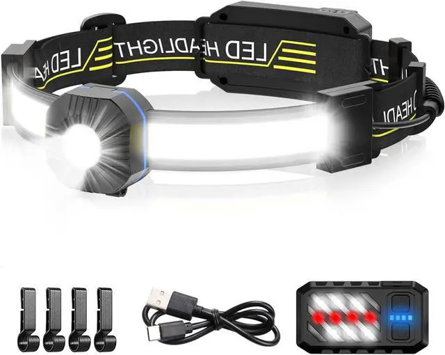 Main image of LED Headlamp 1000lumens 230° Widebeam Headlight USB Rechargeable HeadLamp with Red Taillight Lightweight Waterproof Headband Light for Camping Running Hiking Hard Hat Headlamp