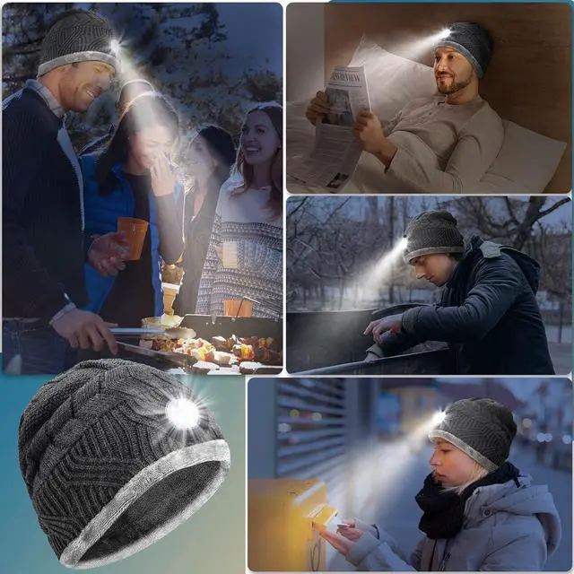 Alt view image 4 of 6 - LED Beanie Hat with Light: Christmas Stocking Stuffers for Men Adult Winter Gift