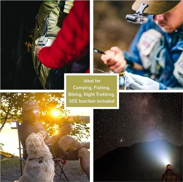 Alt view image 3 of 7 - Claymore Capon 120H (Black) - LED Rechargeable Clip-On Cap Headlamp, Lightweight Hat Light for Camping, Running, Hiking, Emergency & Industrial Use, Waterproof, USB-C, Up to 45 Hours of Battery Life.