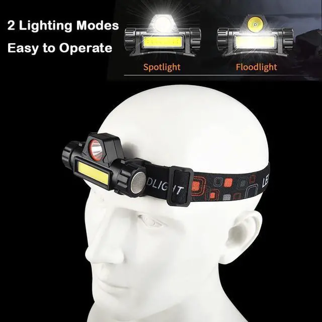 Alt view image 3 of 7 - LED Headlamp Flashlight Ultra Light Bright LED Rechargeable Headlight with Magnetic Base 2 Pack Waterproof Head Lamp Lightweight Headlight Head Torch for Outdoor Camping Running Hiking Fishing