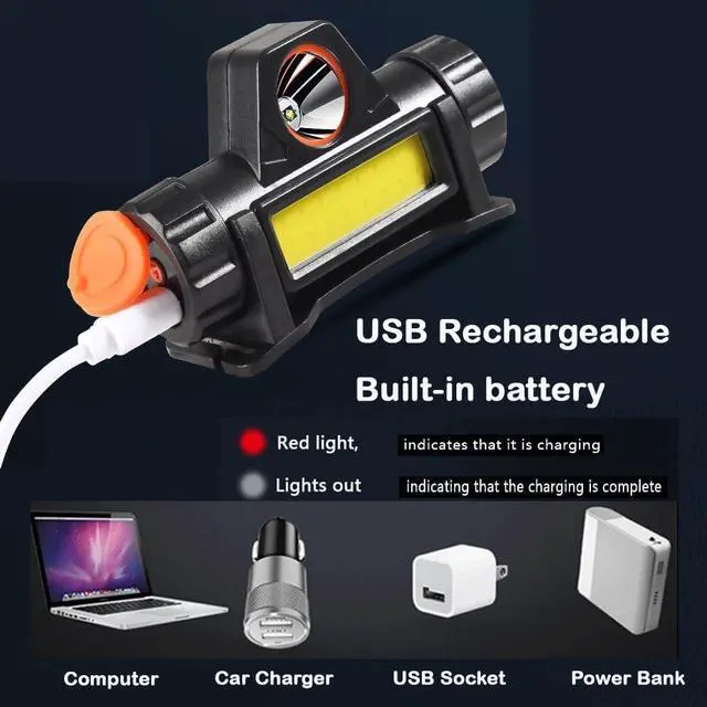 Alt view image 4 of 7 - LED Headlamp Flashlight Ultra Light Bright LED Rechargeable Headlight with Magnetic Base 2 Pack Waterproof Head Lamp Lightweight Headlight Head Torch for Outdoor Camping Running Hiking Fishing