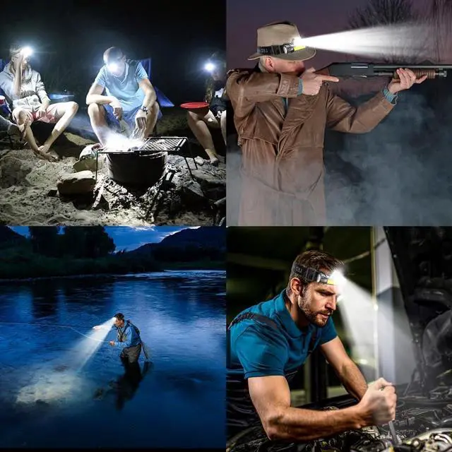 Alt view image 7 of 7 - LED Headlamp Flashlight Ultra Light Bright LED Rechargeable Headlight with Magnetic Base 2 Pack Waterproof Head Lamp Lightweight Headlight Head Torch for Outdoor Camping Running Hiking Fishing