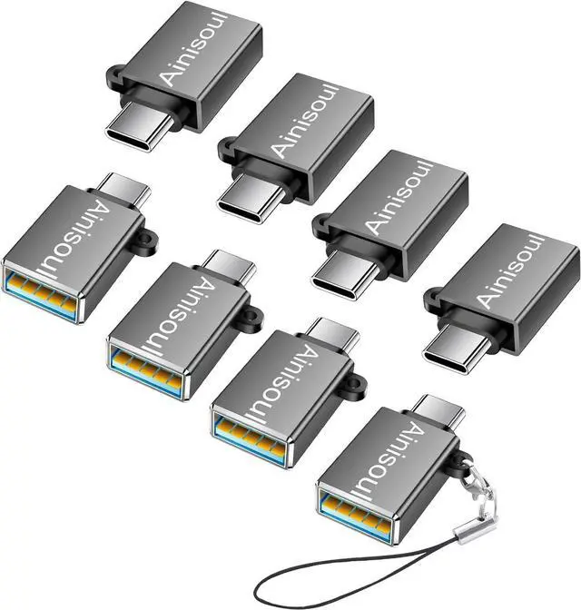 Main image of USB C to USB Adapter 8 Pack USBC to USB Adapter USB C Male to USB Female Adapter USB-C to USB Adapter USB to USB C Adapter for iPhone 15 MacBook Pro/Air iPad Pro Galaxy S20-S23 and More Grey