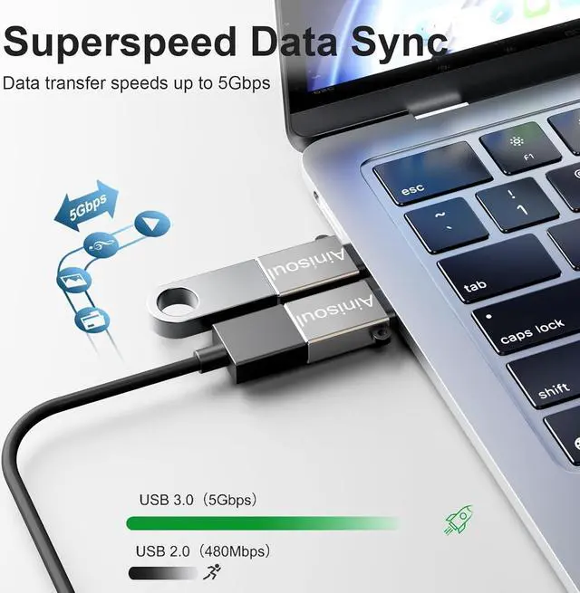 Alt view image 4 of 7 - USB C to USB Adapter 8 Pack USBC to USB Adapter USB C Male to USB Female Adapter USB-C to USB Adapter USB to USB C Adapter for iPhone 15 MacBook Pro/Air iPad Pro Galaxy S20-S23 and More Grey
