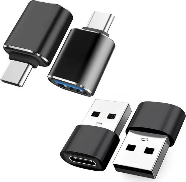 Main image of USB C Male to USB Female Adapter(2 Pack)&USB Male to USB C Female Adapter (2 Pack) Supports SuperSpeed Data Transfer & Fast Charging Black