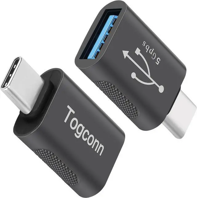 Main image of USB-C to USB A Adapter (2 Pack) [Slim Design Side-by-Side Use] USB Type-C to A OTG Converter USB C (Male) to USB A 3.0 (Female) Connector for MacBook Pro iPhone 15 Galaxy S23 Zinc Alloy Shell