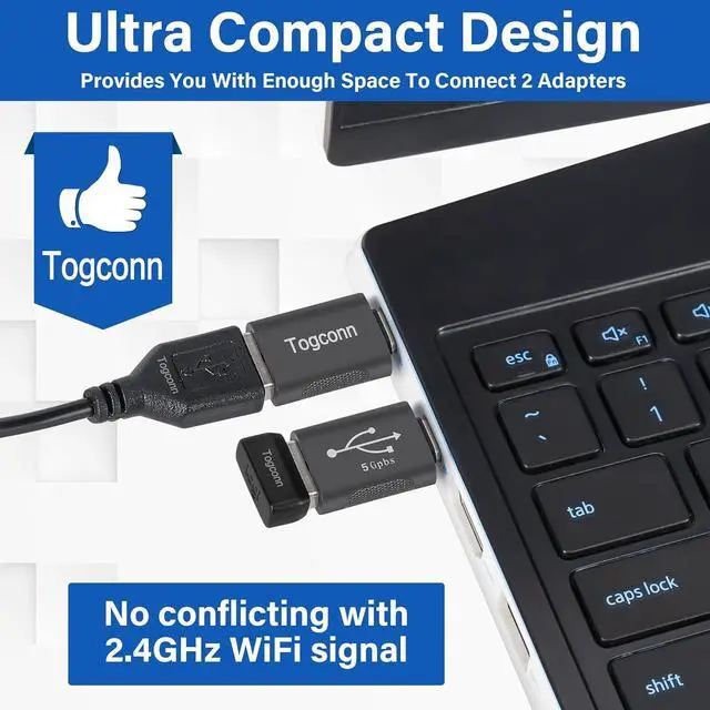 Alt view image 6 of 6 - USB-C to USB A Adapter (2 Pack) [Slim Design Side-by-Side Use] USB Type-C to A OTG Converter USB C (Male) to USB A 3.0 (Female) Connector for MacBook Pro iPhone 15 Galaxy S23 Zinc Alloy Shell