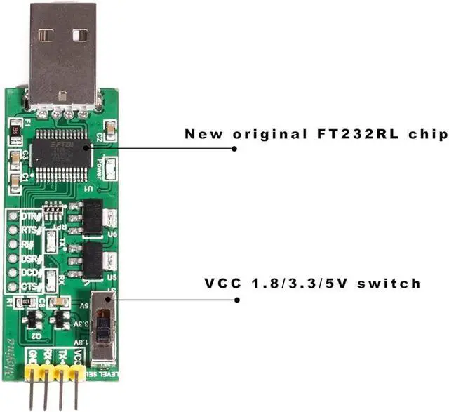 Alt view image 2 of 6 - USB to TTL Serial Converter Adapter 1.8V 3.3V 5V FT232RL for Development Projects with Windows Mac Linux