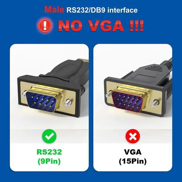 Alt view image 2 of 7 - USB to RS232 Adapter with FTDI Chipset USB to RS232 Male DB9 Serial Converter for Cashier Register Modem Scanner Industriual Machinery CNC Black