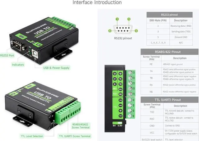 Alt view image 6 of 7 - FT232RNL USB to RS232/485/422/TTL Interface Converter Industrial Isolation