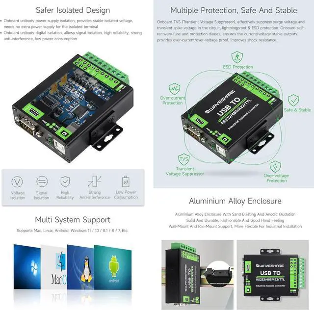 Alt view image 5 of 7 - FT232RNL USB to RS232/485/422/TTL Interface Converter Industrial Isolation