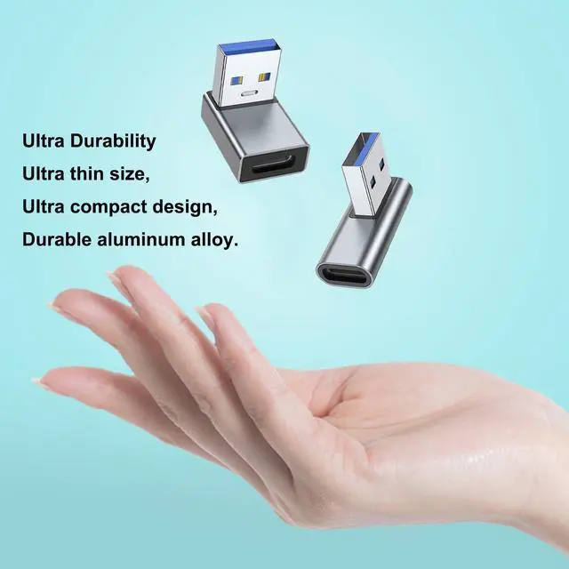 Alt view image 6 of 6 - 90 Degree USB to USB C Adapter 4 Pack Up and Down Angle Left and Right Angle Type C Female to A Male Converter Extender for PC Laptop USB A Charger Power Bank and More (Grey)