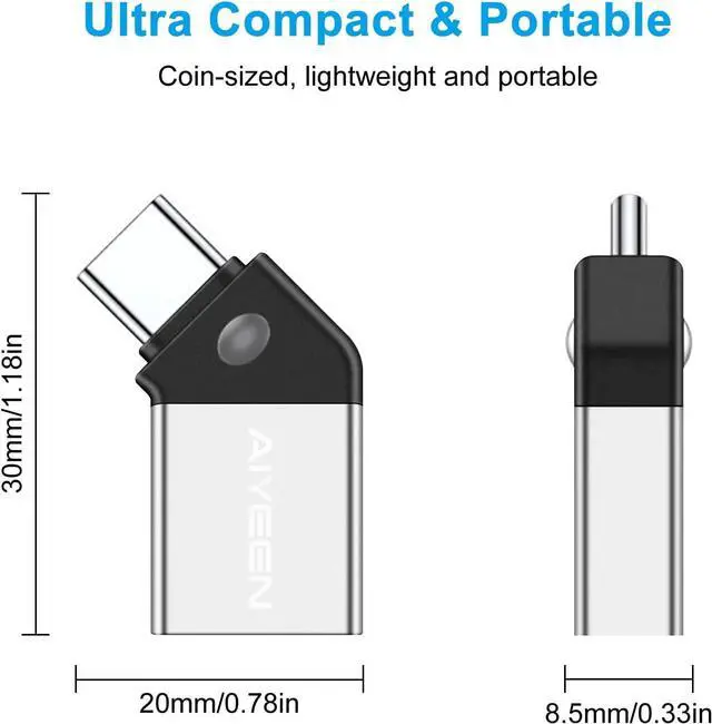 Alt view image 6 of 7 - USB C to USB Adapter(2 Pack) 45 Degree USB C Male to USB 3.0 Female Adapter OTG Converter Compatible with MacBook Pro 2019/2018  and More USB-C Device Silver