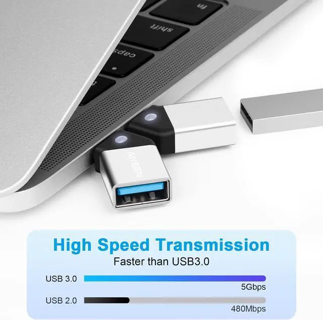 Alt view image 5 of 7 - USB C to USB Adapter(2 Pack) 45 Degree USB C Male to USB 3.0 Female Adapter OTG Converter Compatible with MacBook Pro 2019/2018  and More USB-C Device Silver