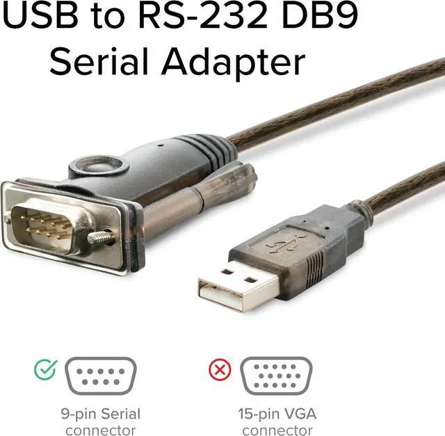Alt view image 3 of 5 - USB to Serial Adapter Compatible with Windows Mac Linux (RS-232/DB9 DTE Male Connector Prolific PL2303GT Chipset)