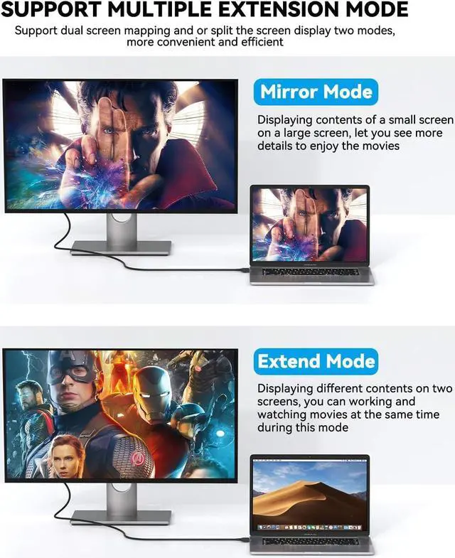 Alt view image 3 of 7 - USB to VGA Adapter Cable 1080P Full HD USB 3.0 to 15Pin D-sub SVGA Monitor Display Video Converter Cord for Computer PC Laptop Compatible with Mac OS/Windows System (6.5FT Driver Required)