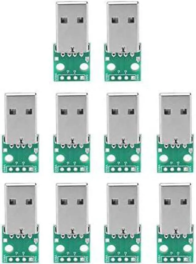 Main image of USB Board Mini USB to DIP Adapter Board 10Pcs USB Type A Male Plug to DIP Converter Board 4 Pins DIP 2.54mm Pitch