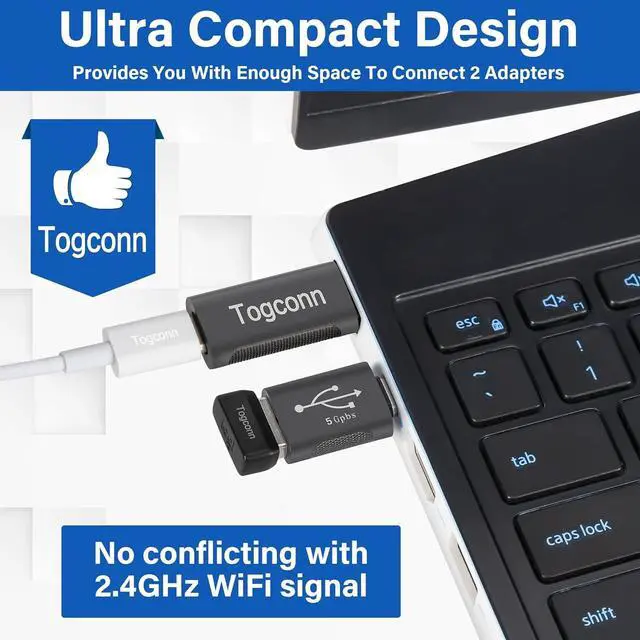 Alt view image 5 of 5 - USB A to USB C Adapter (4 Pack) [Slim Design Side-by-Side Use] USB 2.0 (Male) to USB C (Female) & USB C (Male) to USB 3.0 (Female) Charger Converter Connector
