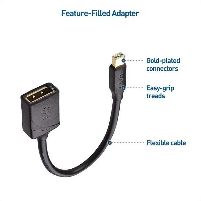 Alt view image 5 of 7 - Cable Matters 8K Mini DisplayPort to DisplayPort 1.4 Adapter in Black - 8K@60Hz, 4K@120Hz Resolution Ready & Active 8K Mini DisplayPort 1.4 to HDMI 2.1 Adapter with 4K 120Hz or 8K 60Hzin Black