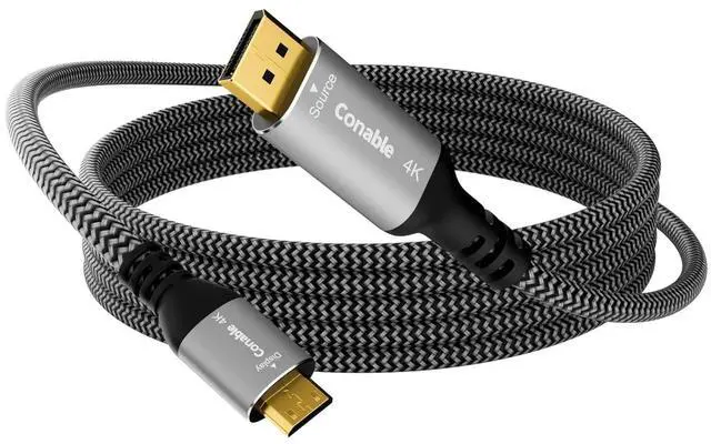 Main image of 4K DisplayPort to Mini HDMI Cable 10FT, Uni-Directional DP to Mini HDMI Cable. Supports 4K@60Hz, 2K@120Hz, Video UHD, Nylon Braided, for Desktop, AMD, NVIDIA, KYY, ARZOPA, VILVA, MNN, Portable Monitor