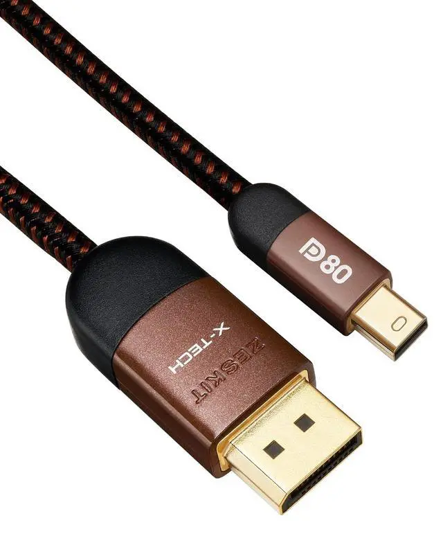 Alt view image 7 of 7 - X-Tech VESA Certified Mini Displayport to Displayport DP 2.1 Cable DP80 80Gpbs, 3ft