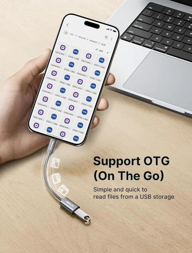 Alt view image 5 of 7 - USB C to USB 3.0 Adapter [2 Pack] USB C Male to USB Female OTG Cable Adapter Compatible with MacBook Pro/Air iPhone 16 Pro Max/16 Plus/16e/15  Galaxy S25/S24/S23