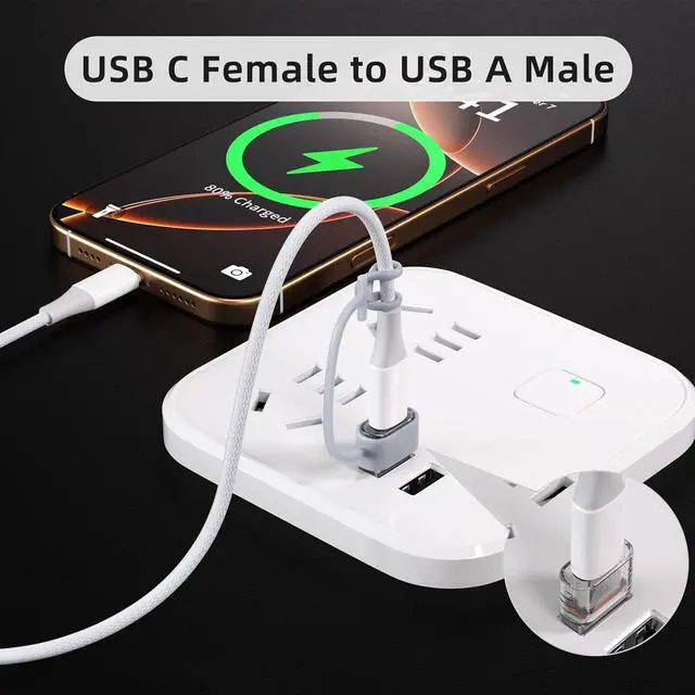 Alt view image 2 of 7 - 5 Pack USB A to Type C Female Adapter USB c Female to USB A Male OTG Type C Converter for iPhone 16 Charger iPhone 15/14/13 Pro Max  Watch Ultra AirPods iPad  Galaxy S24 Car