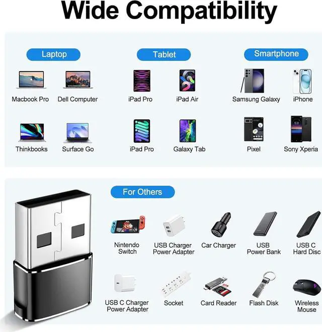 Alt view image 2 of 7 - ?????????? ???????????????? USB to USB C Adapter Type-C Female to A Male Car Charger OTG Converter for Apple Watch Ultra 8 9 10 iPhone 16 15 14 13 Pro Max Samsung S24 Nintendo Switch AirPods iPad Car