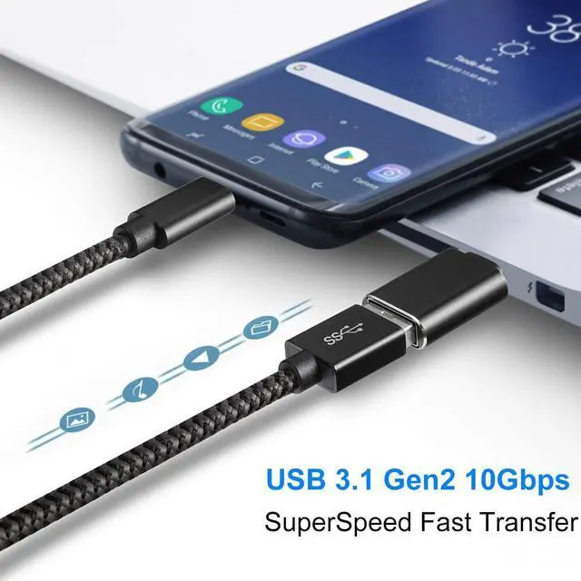 Alt view image 3 of 7 - USB C to USB Adapter USB C Adapter Type C Male to USB 3.1 Female Adaptor OTG USB Adapter to USB C Compatible with MacBook Pro  Galaxy Type-C Smartphones Tablets and Laptops (Black)