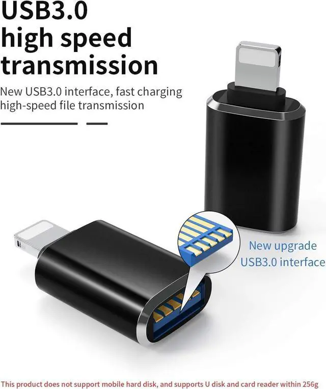 Alt view image 2 of 7 - OTG Lightning Male to USB 3.0 Female Adapter OTG Compatible iPhone 14 13 12 11 Xr X XS 8 7 Plus Max iPad Air Pro Mini Support Camera Card Reader Mouse Keyboard Hubs Piano Converter Connect U Disk