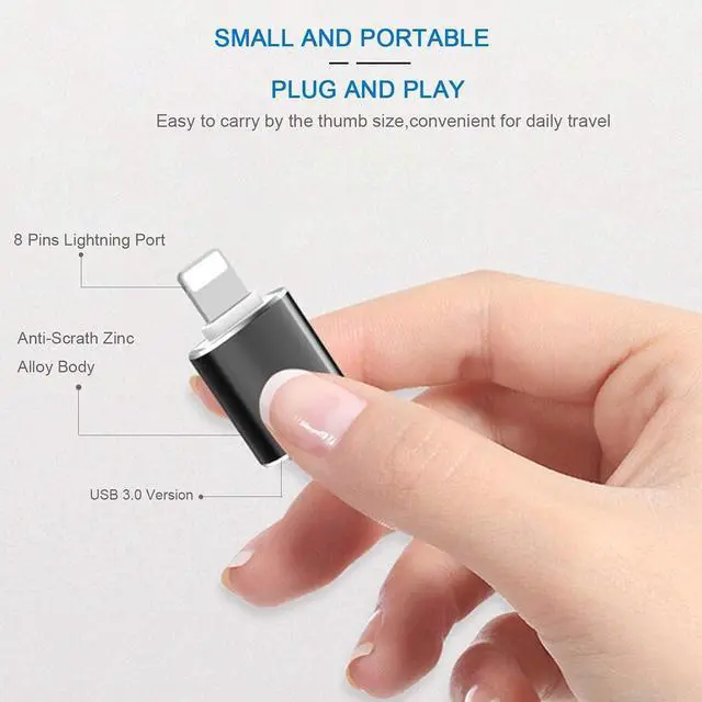 Alt view image 3 of 7 - OTG Lightning Male to USB 3.0 Female Adapter OTG Compatible iPhone 14 13 12 11 Xr X XS 8 7 Plus Max iPad Air Pro Mini Support Camera Card Reader Mouse Keyboard Hubs Piano Converter Connect U Disk