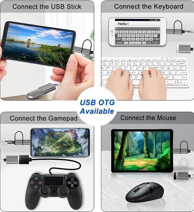 Alt view image 2 of 7 - 2-in-1 USB C/Micro USB to USB Adapter USB to USB C OTG Adapter Cable Compatible with Samsung Galaxy S21 S22 S23 Note 20/10 A53 Google Pixel and More Android Devices Gray