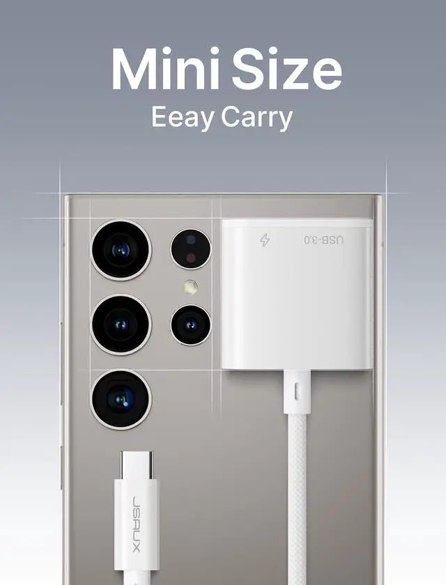 Alt view image 6 of 7 - USB C to USB OTG and Charger Adapter 2-in-1 USB C OTG Splitter with PD 60W Fast Charging Cable Compatible with Chromecast Google TV iPhone 15 Pro Max MacBook Pro Air Galaxy S24/S23 Pixel 7