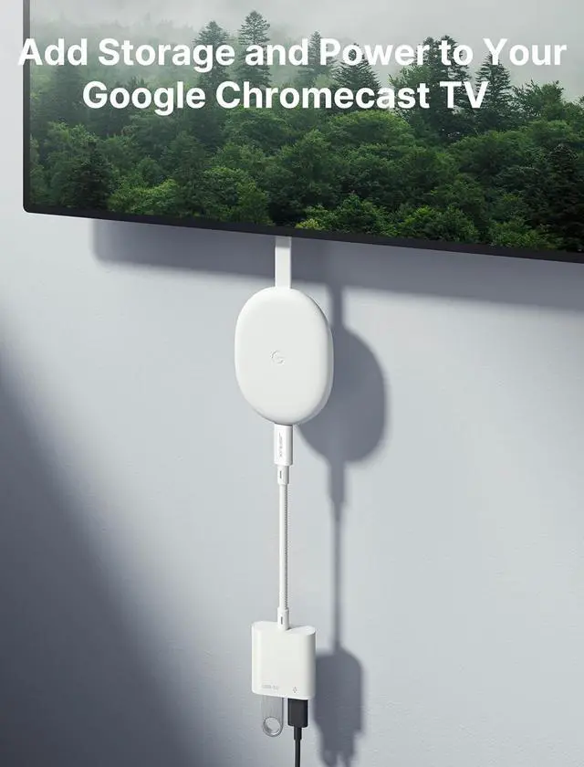 Alt view image 5 of 7 - USB C to USB OTG and Charger Adapter 2-in-1 USB C OTG Splitter with PD 60W Fast Charging Cable Compatible with Chromecast Google TV iPhone 15 Pro Max MacBook Pro Air Galaxy S24/S23 Pixel 7