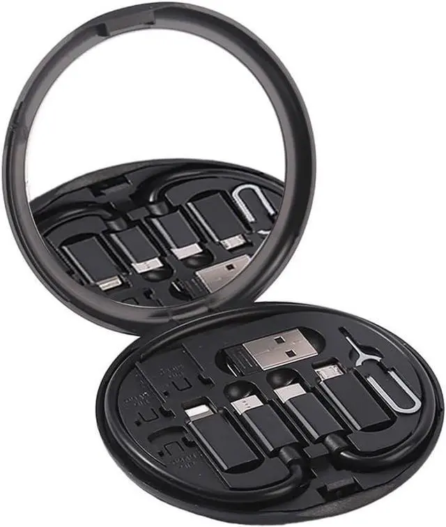 Main image of Multiple USB adapters USB-A/Micro-USB/Light/OTG USB Adapter kit Storage case with SIM Extractor/SIM Slot with Mirror/Cell Phone Holder Ideal for Traveling