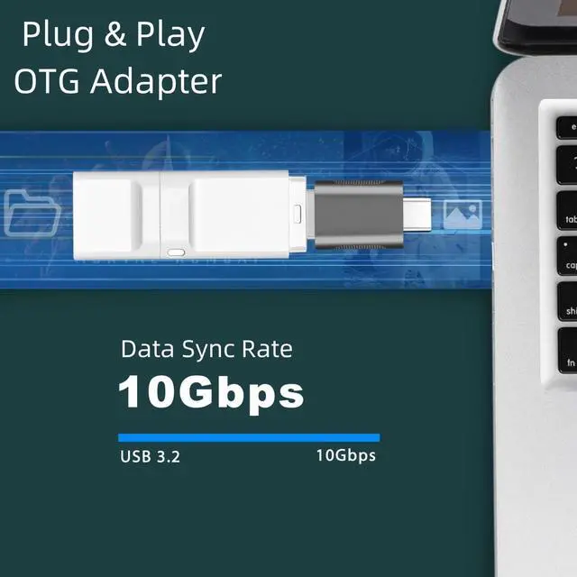 Alt view image 2 of 7 - Pack of 4 USB C to USB A OTG Adapter Blue Gold Gray Silver 10Gbps Data Sync Charger Converter Zinc Alloy Type C Male to USB 3.2 Type A Female for Phone 15 PC Laptop Flash Drive ADT-C4