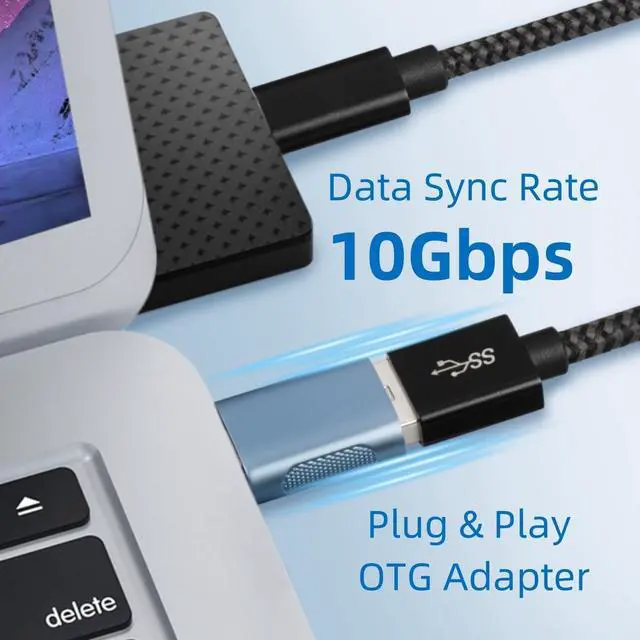 Alt view image 6 of 7 - Pack of 4 USB C to USB A OTG Adapter Blue Gold Gray Silver 10Gbps Data Sync Charger Converter Zinc Alloy Type C Male to USB 3.2 Type A Female for Phone 15 PC Laptop Flash Drive ADT-C4
