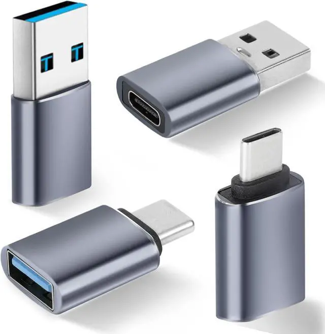 Main image of USB to USB C Adapter 4 Pack 2*Type C Female to A Male Charger Converter & 2*USB C Male to USB 3.0 Female for Apple Watch iPhone 15 Pro Max 14 13 12 AirPods Ultra 8 9 Samsung OTG Adapt USB to USB C