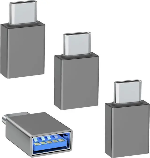 Main image of USB C to USB Adapter 4 Pack Type C Male to USB 3.0 Female OTG Converter Thunderbolt 4/3 to USB Adapter for iPhone 15 Pro Max Plus MacBook Pro Air  Galaxy iPad (Grey)