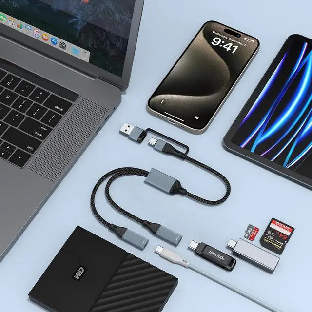 Alt view image 3 of 6 - USB/Typec Male to 2 USBC Cord Converter USBC Splitter Y Cable(12 inch Long) Cell Phones OTG Adapter USB C to USB Adapter for Mac Xbox One Series X/S Cell Phone PS5 Lapt (NOT for Monitor).