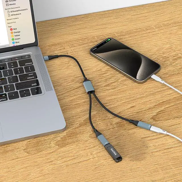 Alt view image 5 of 6 - USB/Typec Male to 2 USBC Cord Converter USBC Splitter Y Cable(12 inch Long) Cell Phones OTG Adapter USB C to USB Adapter for Mac Xbox One Series X/S Cell Phone PS5 Lapt (NOT for Monitor).