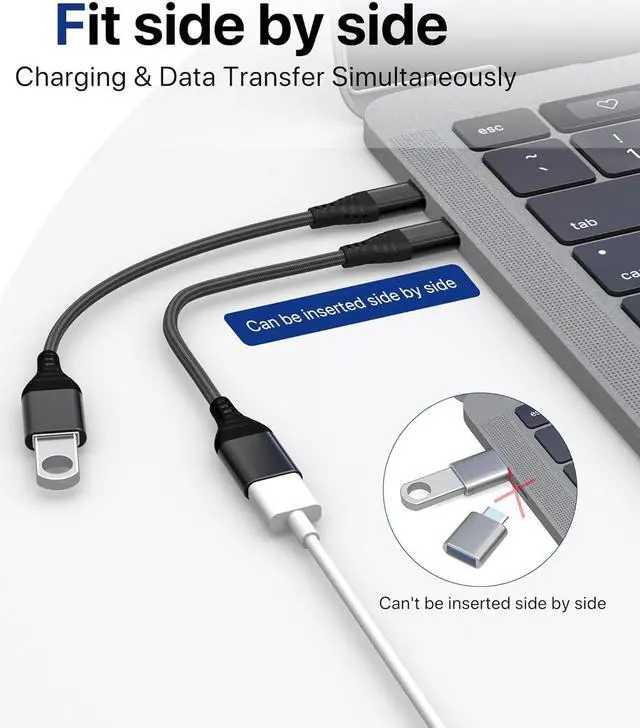 Alt view image 5 of 7 - USB C to USB 3.0 Adapter 2 Pack Type C Male to USB Female OTG Cable Thunderbolt 3 to USB Adapter Compatible with iPhone 16 Pro Max/16 Plus/16 MacBook Pro Samsung Galaxy S24 Ultra/S23/S22