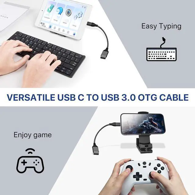 Alt view image 6 of 7 - USB C to USB 3.0 Adapter 2 Pack Type C Male to USB Female OTG Cable Thunderbolt 3 to USB Adapter Compatible with iPhone 16 Pro Max/16 Plus/16 MacBook Pro Samsung Galaxy S24 Ultra/S23/S22