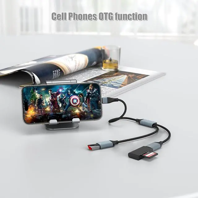 Alt view image 3 of 7 - USB/Typec Male to 2 USB Female Cord Converter USBC Splitter Y Cable(12 inch Long) Cell Phones OTG Adapter Usb C to Usb Adapter for Mac Xbox One Series X/S Cell Phone PS5 Lapt (NOT for Monitor).