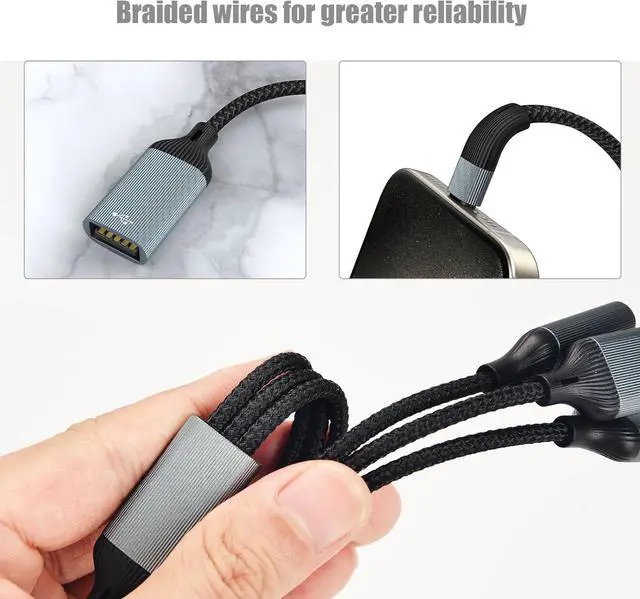 Alt view image 4 of 7 - USB/Typec Male to 2 USB Female Cord Converter USBC Splitter Y Cable(12 inch Long) Cell Phones OTG Adapter Usb C to Usb Adapter for Mac Xbox One Series X/S Cell Phone PS5 Lapt (NOT for Monitor).
