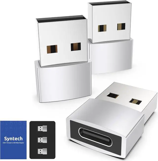 Main image of USB C Female to USB A Male Adapter 3 Pack Type C Charger Cable Power Adapter Compatible with iPad Air 6 iPhone 16/15/14/13 Pro Max Apple Watch Series 9/8/7 Samsung Galaxy S20 etc Silver
