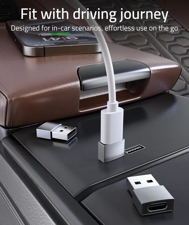 Alt view image 2 of 7 - USB C Female to USB A Male Adapter 3 Pack Type C Charger Cable Power Adapter Compatible with iPad Air 6 iPhone 16/15/14/13 Pro Max Apple Watch Series 9/8/7 Samsung Galaxy S20 etc Silver
