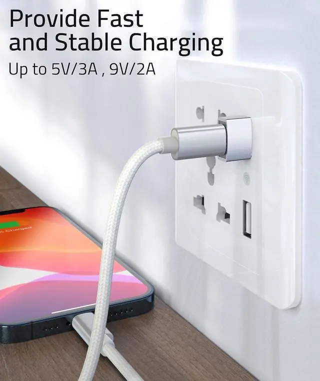 Alt view image 6 of 7 - USB C Female to USB A Male Adapter 3 Pack Type C Charger Cable Power Adapter Compatible with iPad Air 6 iPhone 16/15/14/13 Pro Max Apple Watch Series 9/8/7 Samsung Galaxy S20 etc Silver